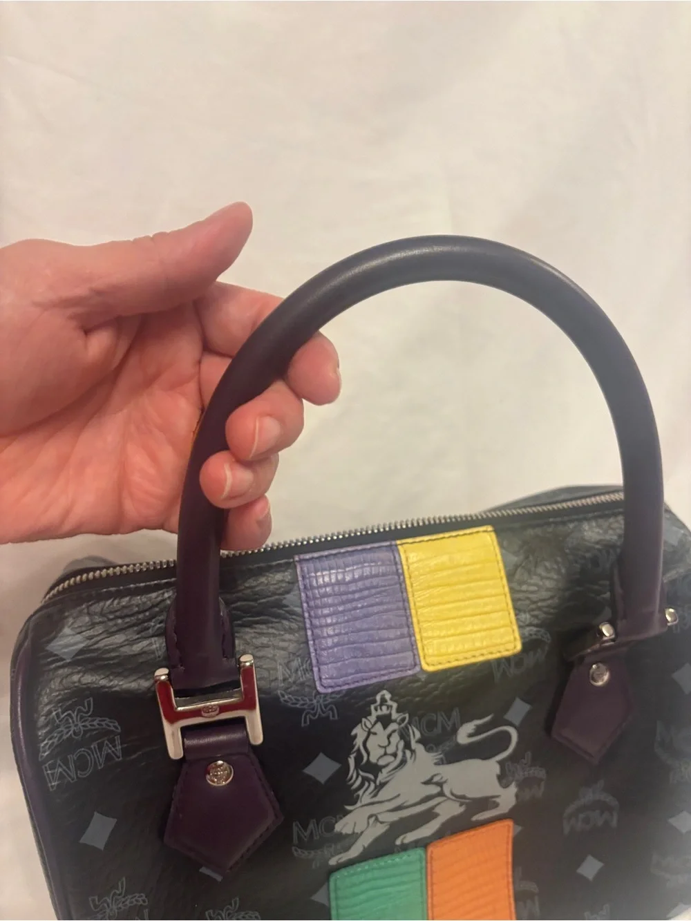 MCM limited edition princess lion black Leather Top-Handle Bag